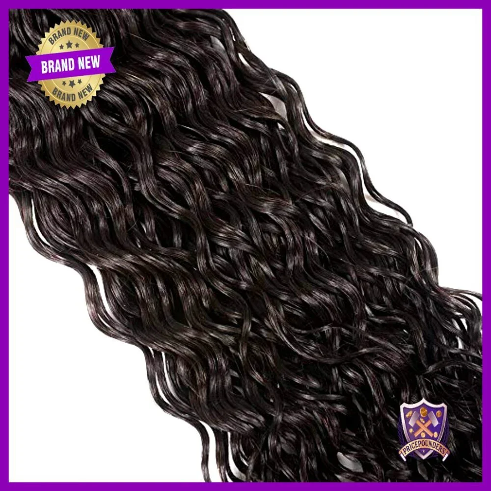 Brazilian Human Hair Extensions Water Wave Bundles with 4x4 Lace Closure